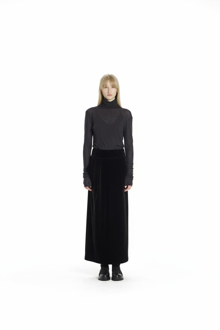 GDeL Asymmetric Pocket Velvet Skirt (Black) — vue 4