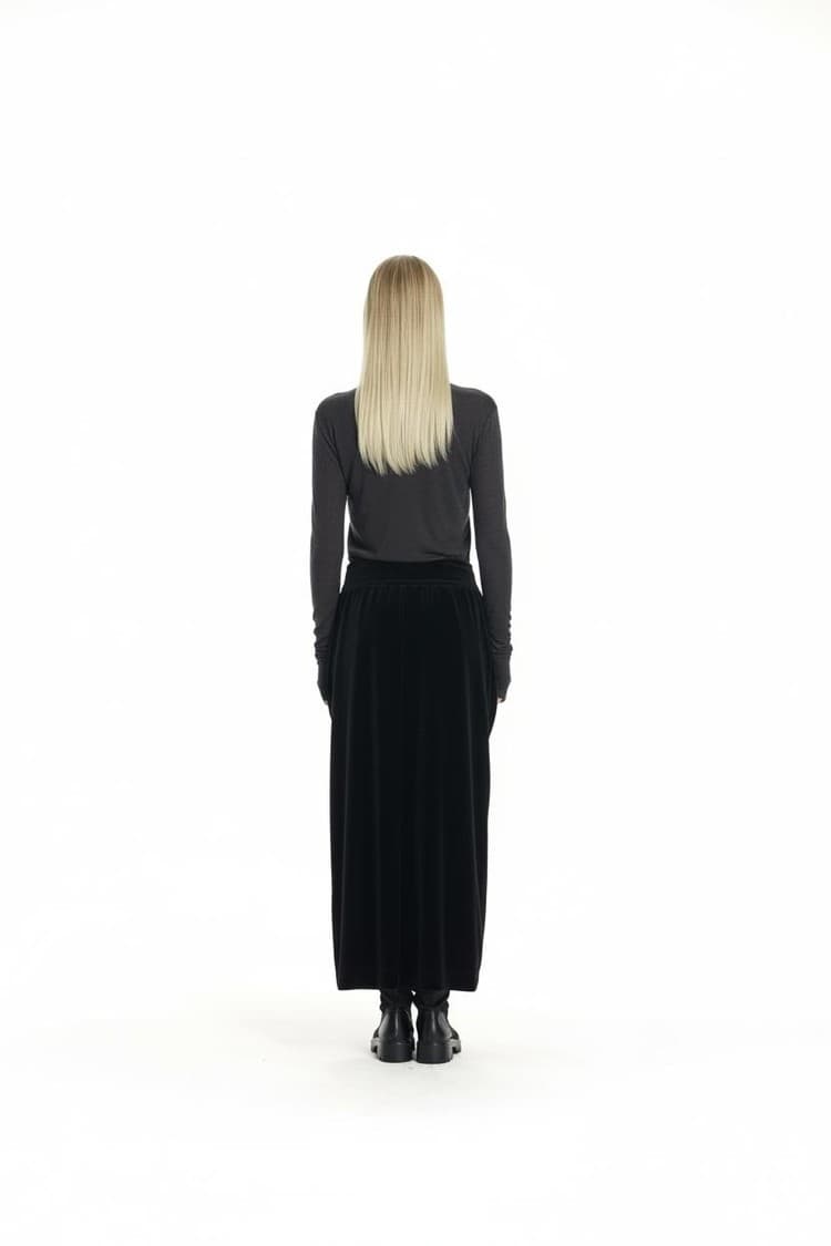GDeL Asymmetric Pocket Velvet Skirt (Black) — vue 6