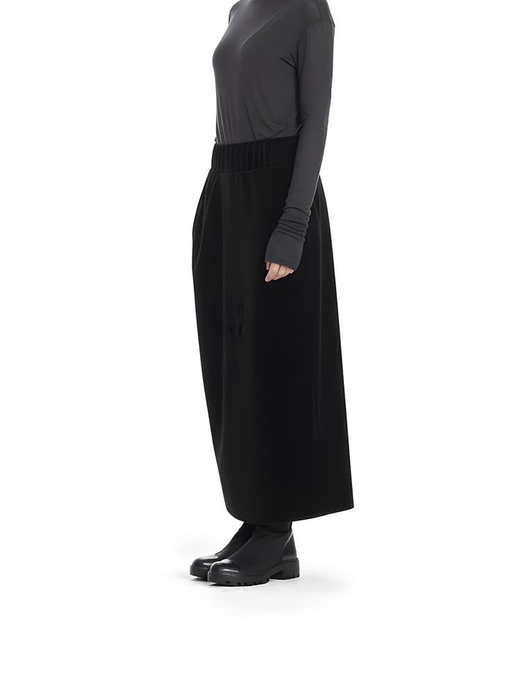 GDeL Asymmetric Pocket Velvet Skirt (Black) — vue 8