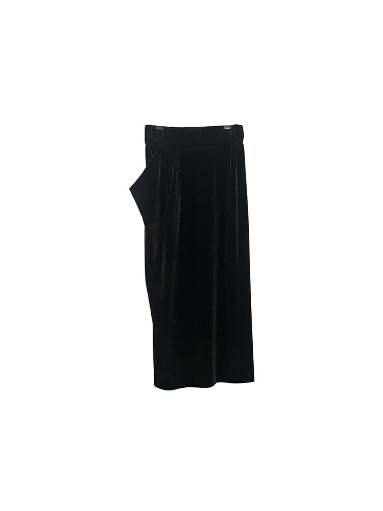 GDeL Asymmetric Pocket Velvet Skirt (Black) — vue 9