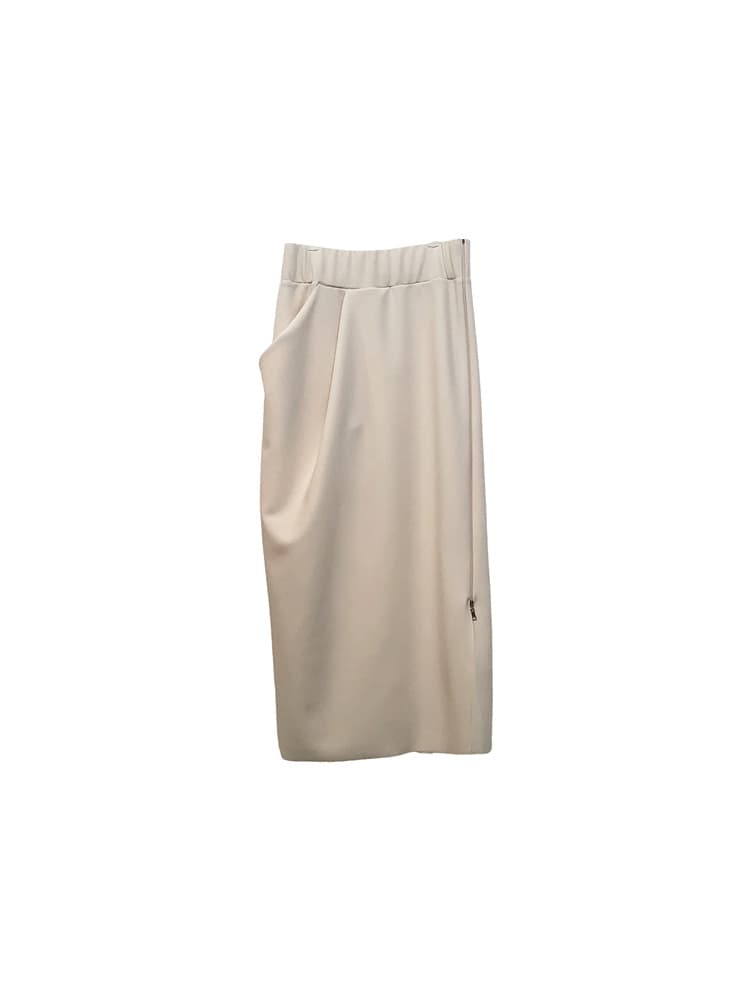 GDeL Less Line Asymmetrical Zip-Up Skirt (Cream) — vue 12