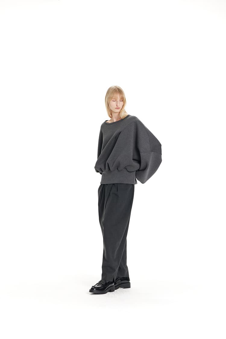 GDeL Boat Neck Volume Sweat Top (Dark Grey) — vue 11