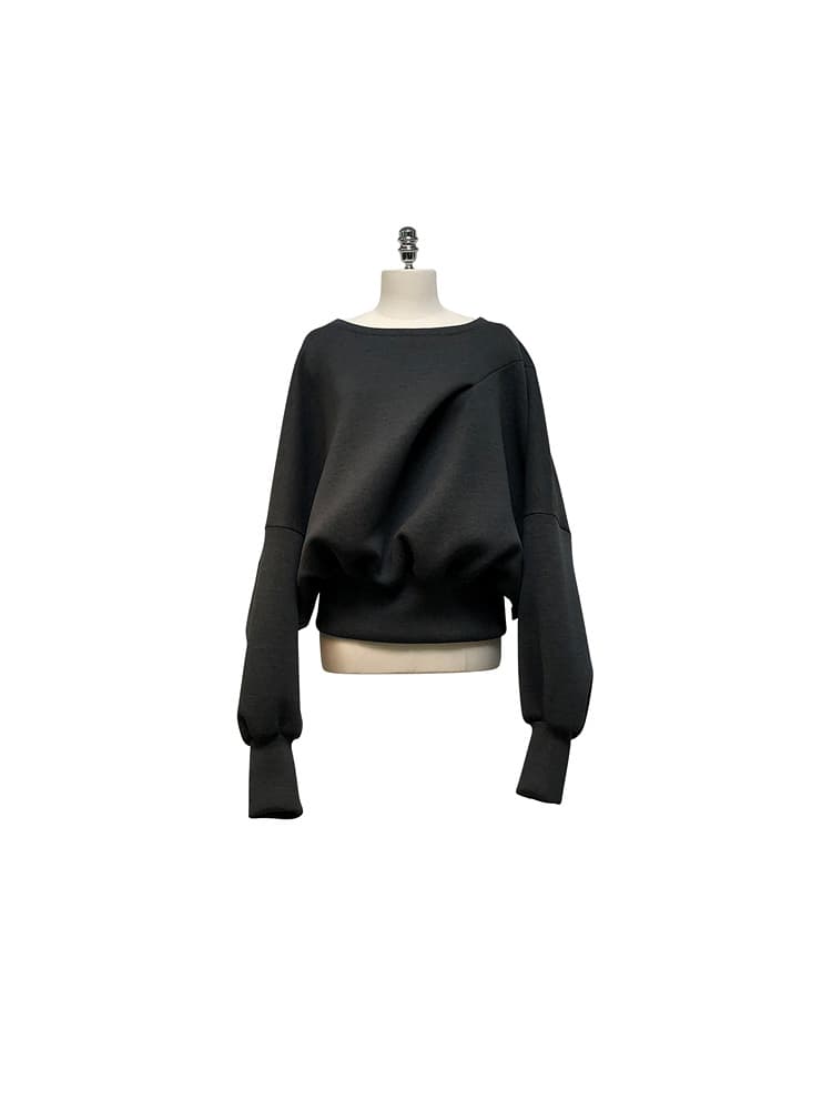 GDeL Boat Neck Volume Sweat Top (Dark Grey) — vue 12