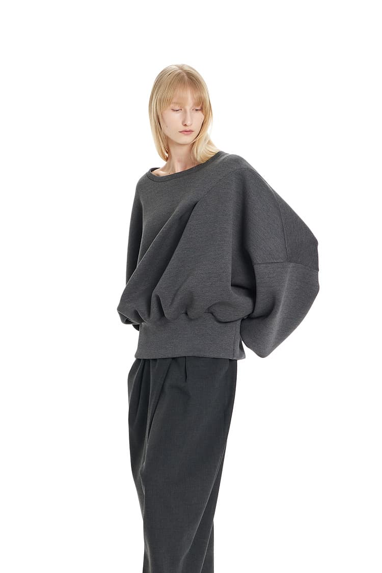 GDeL Boat Neck Volume Sweat Top (Dark Grey) — vue 3