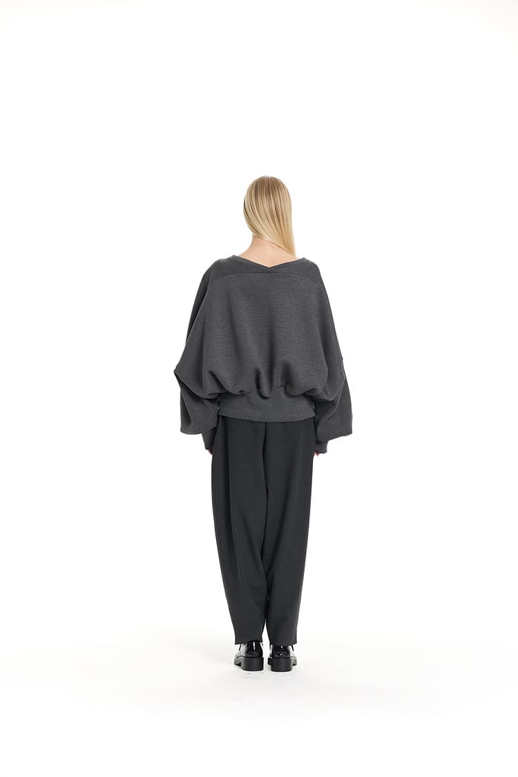 GDeL Boat Neck Volume Sweat Top (Dark Grey) — vue 7