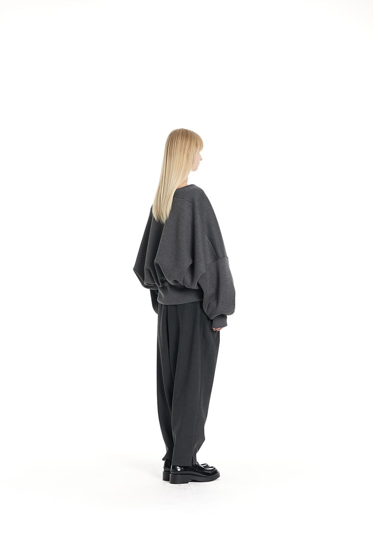 GDeL Boat Neck Volume Sweat Top (Dark Grey) — vue 8