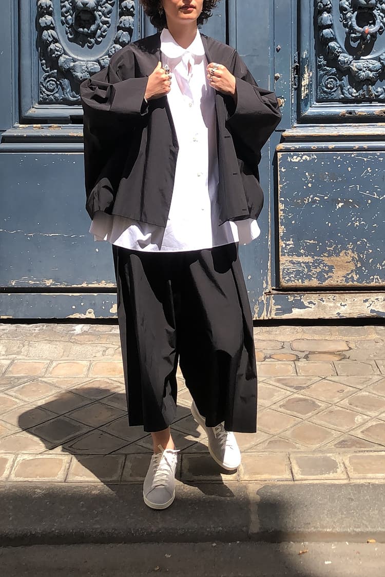 GDeL Recycled Collarless Wide Jacket (Black) — vue 6