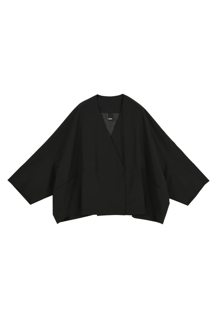 GDeL Recycled Collarless Wide Jacket (Black) — vue 1