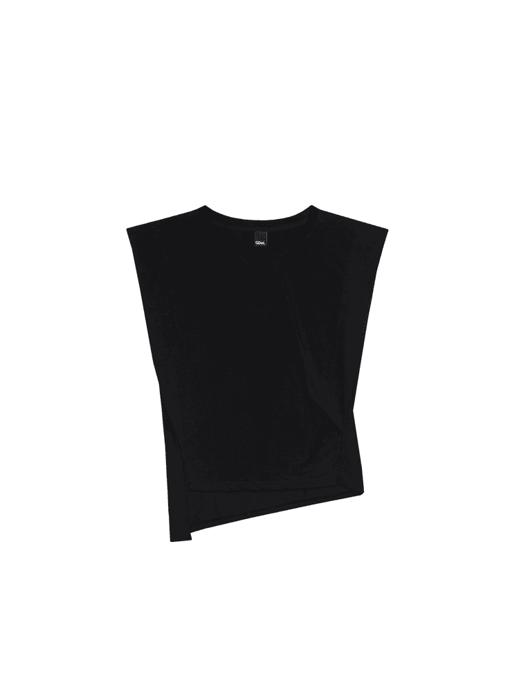 GDeL Recycled Boat V-Neck Sleeveless Top (Black) — vue 1