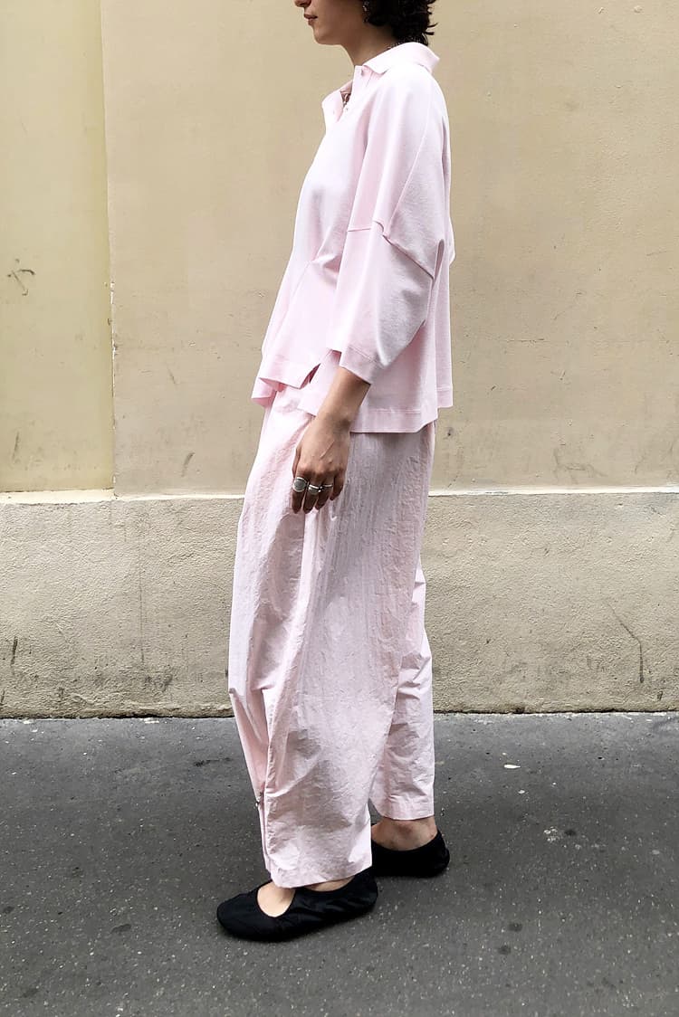 GDeL Recycled Nylon Zipper Detail Wind Pants (Pink) — vue 5