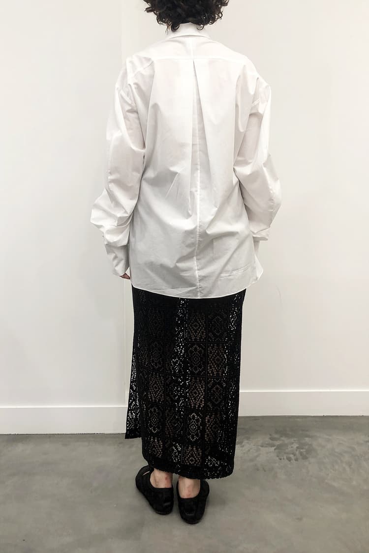 GDeL Shirring Sleeve Cotton Shirt (White) — vue 5