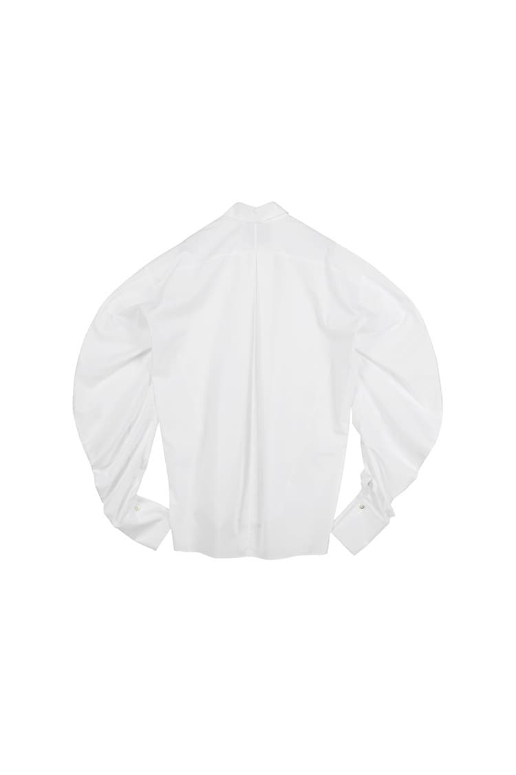 GDeL Shirring Sleeve Cotton Shirt (White) — vue 7