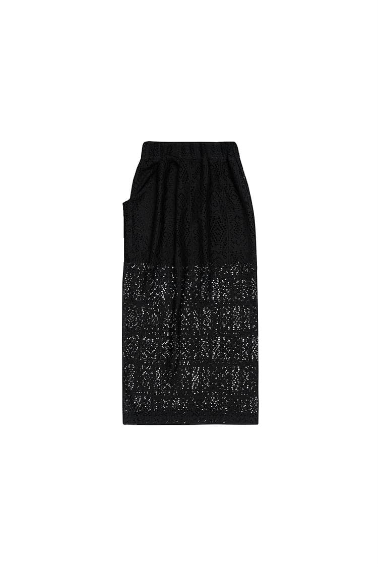 GDeL Square Pattern Lace Skirt (Black) — vue 1