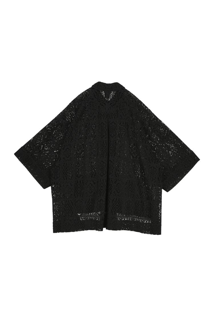 GDeL Square Pattern Lace Shirt (Black) — vue 7