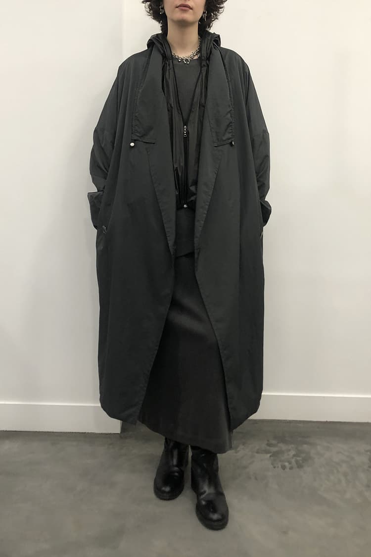GDeL Recycled Ripstop Shirring Detail Coat (Dark Grey) — vue 3