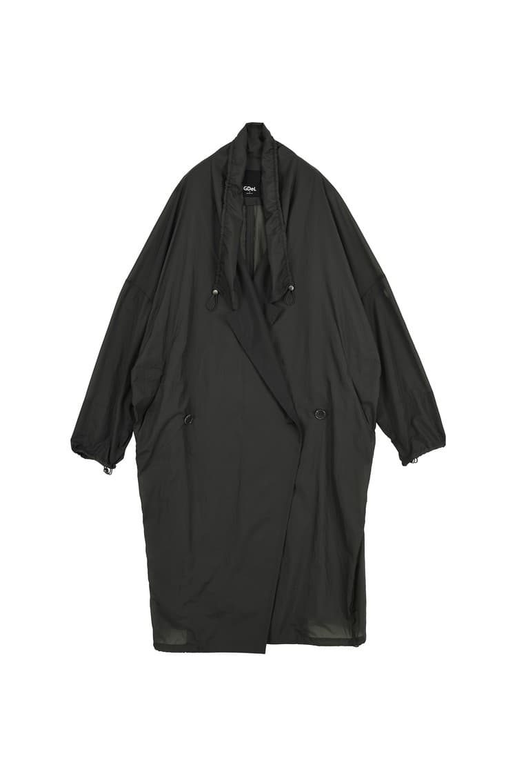 GDeL Recycled Ripstop Shirring Detail Coat (Dark Grey) — vue 1