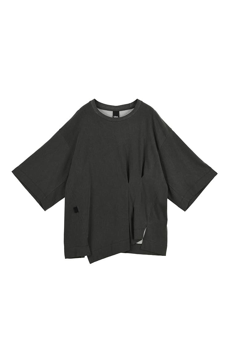 GDeL Pigment Folded Detail Top (Dark Grey) — vue 1