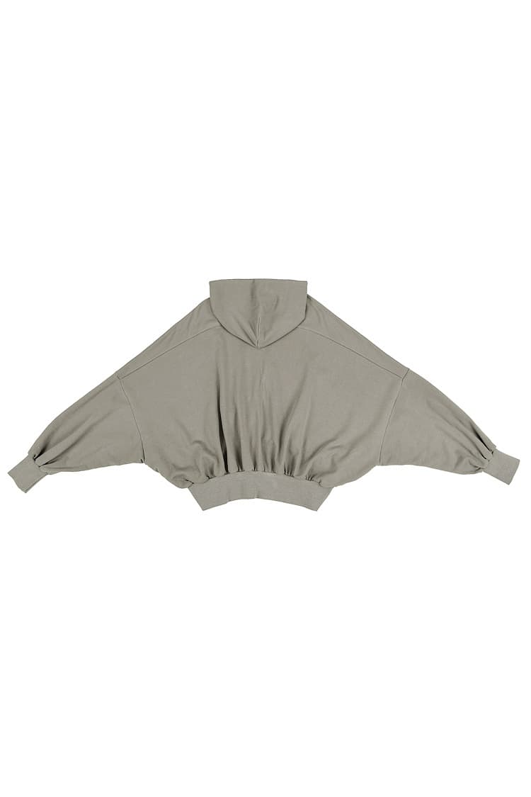 GDeL Pigment Asymmetric Zip-Up Hooded Cardigan (Light Grey) — vue 8