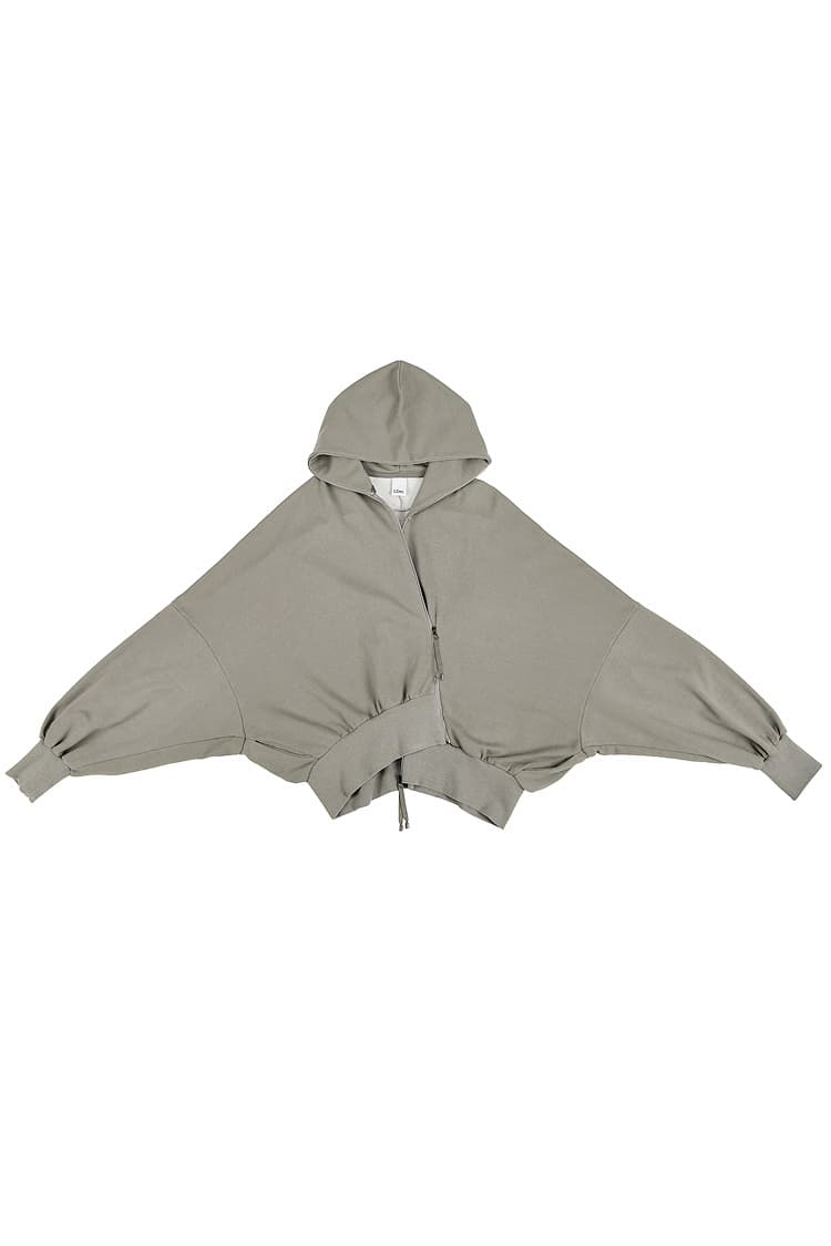 GDeL Pigment Asymmetric Zip-Up Hooded Cardigan (Light Grey) — vue 9