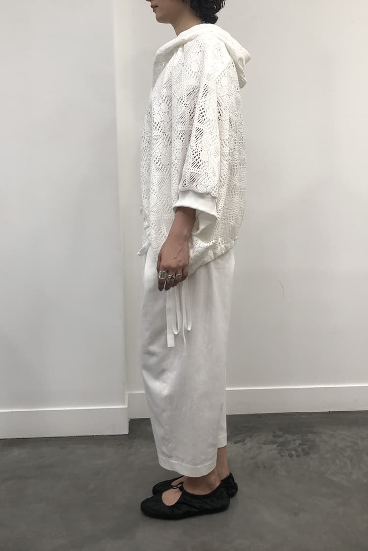 GDeL Diamond Pattern Lace Hooded Cardigan (White) — vue 4
