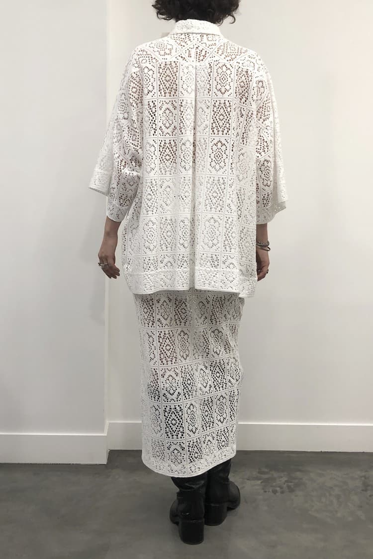 GDeL Square Pattern Lace Skirt (White) — vue 5