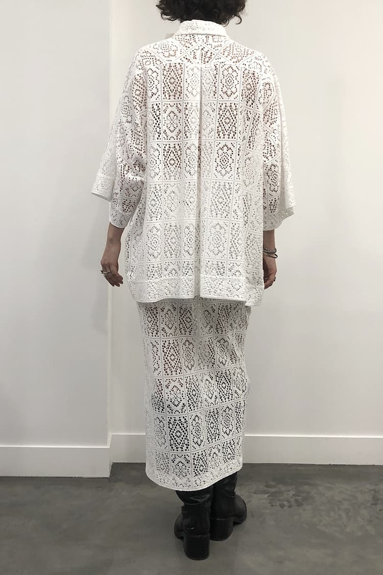 GDeL Square Pattern Lace Shirt (White) — vue 6