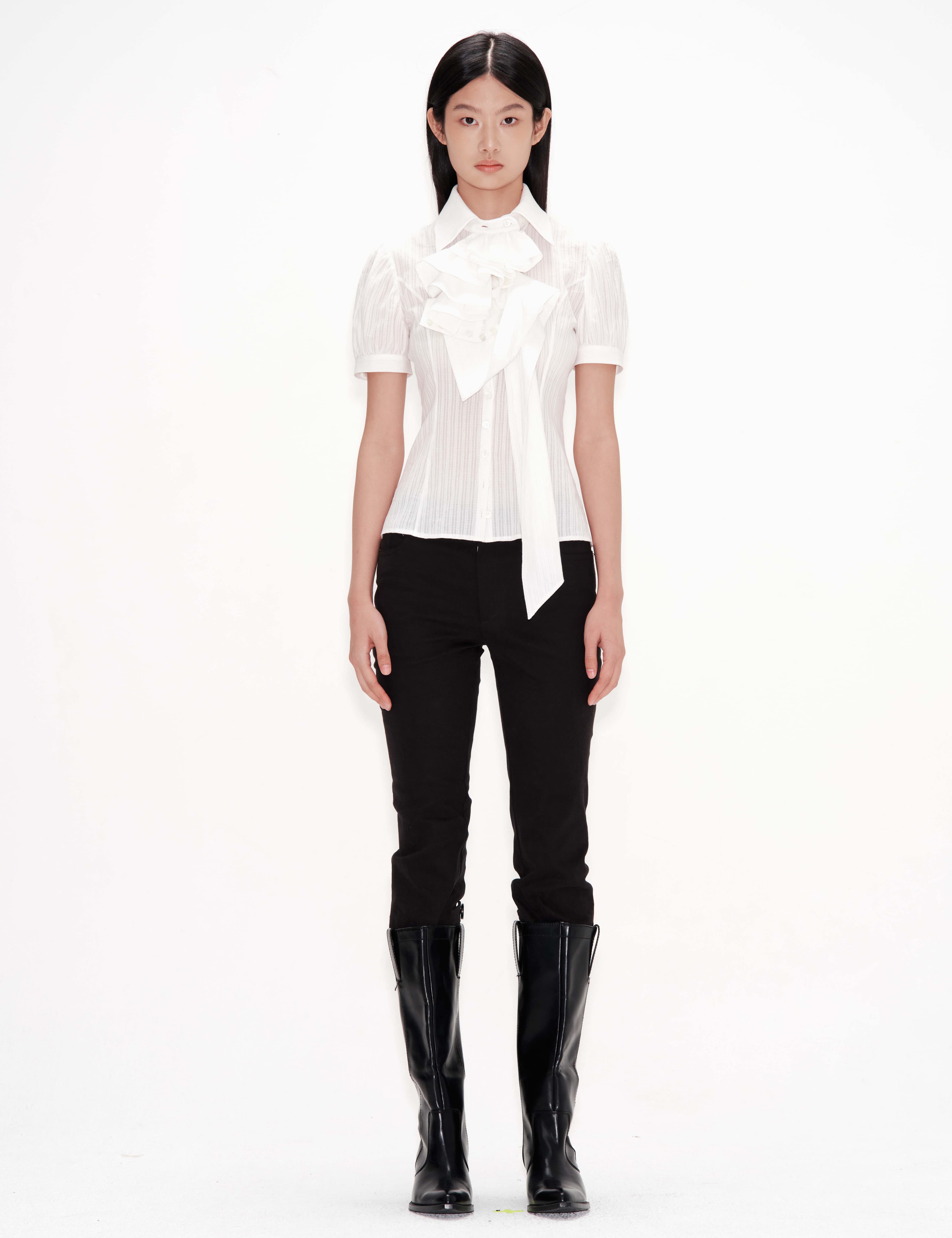 Cuffs Ruffle Shirt (Off White) — vue 1