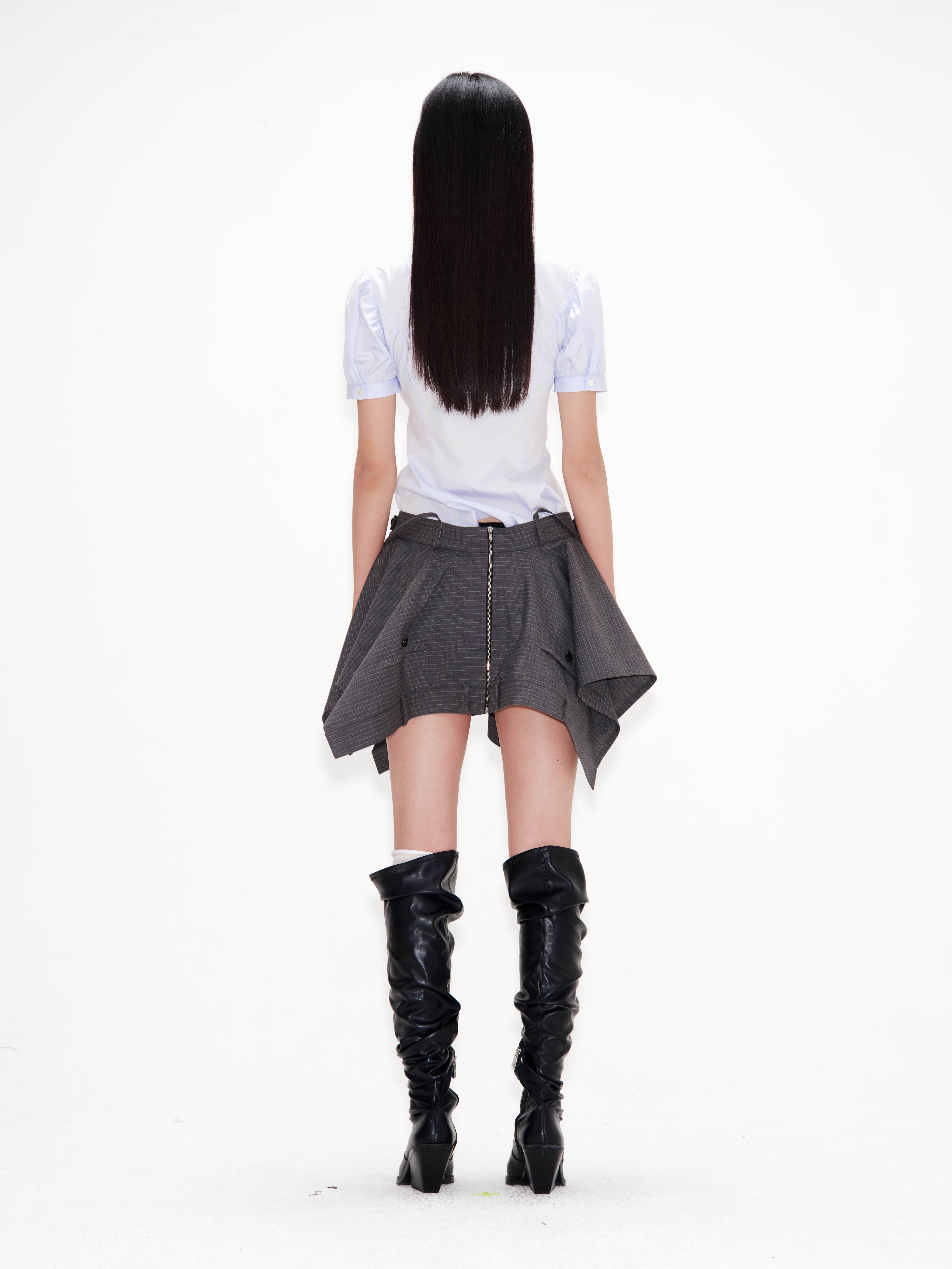 Cuffs Ruffle Shirt (Sky Blue) — vue 3
