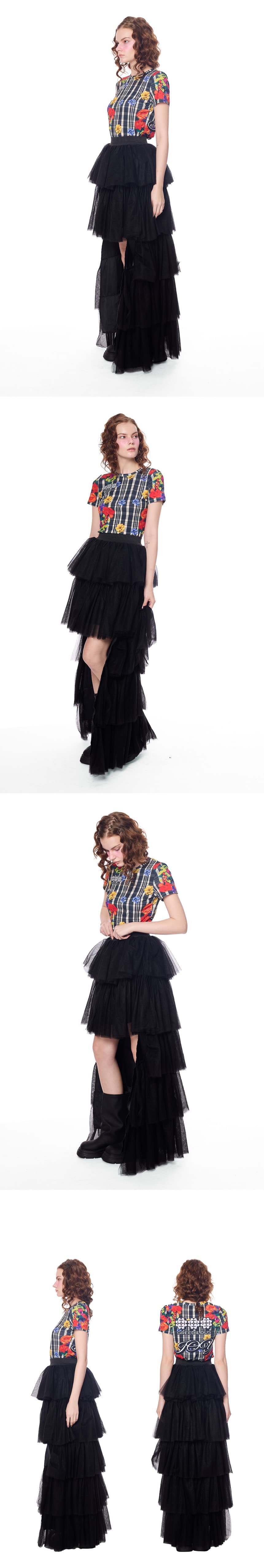 Lace Tiered Ruffle Long Skirt — vue 2
