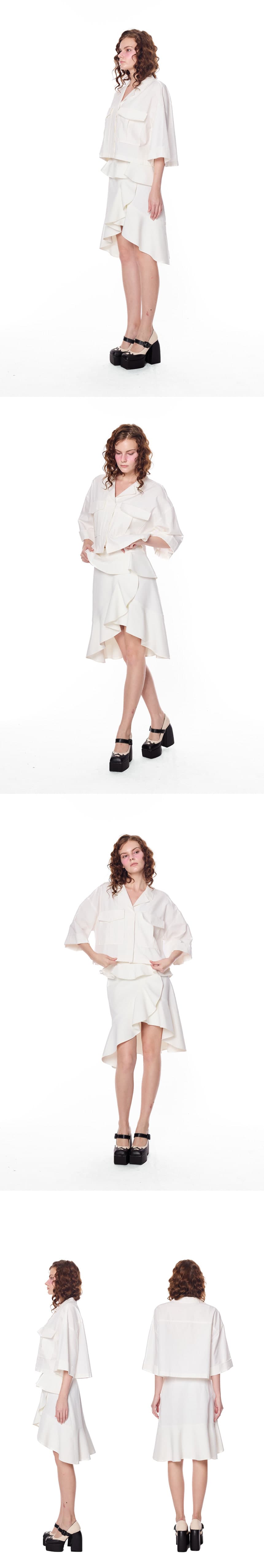Asymmetric Curved Ruffle Overlay Skirt — vue 2