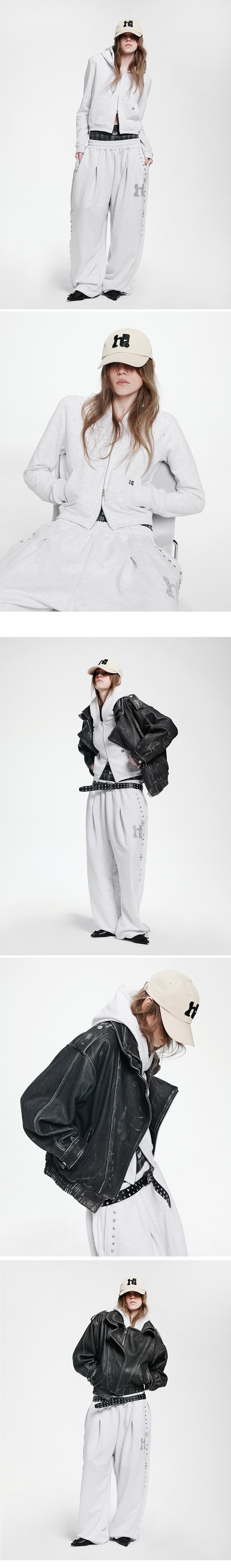Holy Symbol Crop Hooded Zip-Up_WHITE MELANGE — vue 3