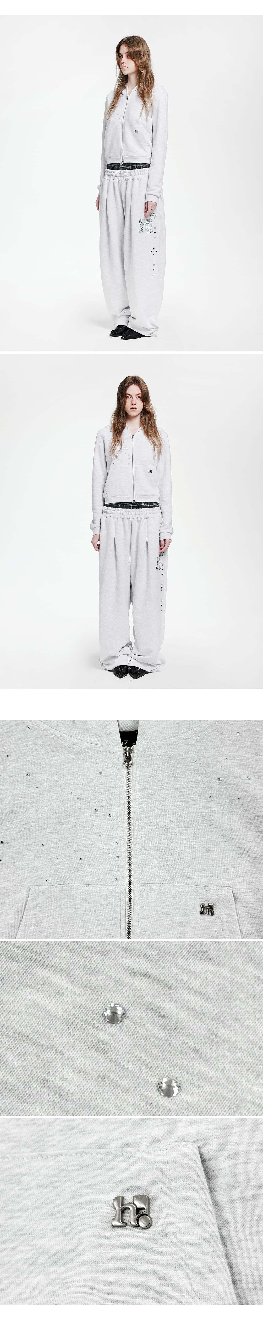 Holy Symbol Crop Hooded Zip-Up_WHITE MELANGE — vue 5