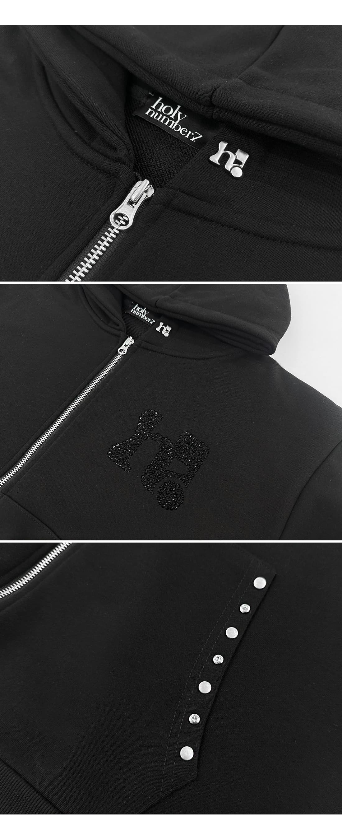Holy Symbol Oversized hooded zip-up_BLACK — vue 5