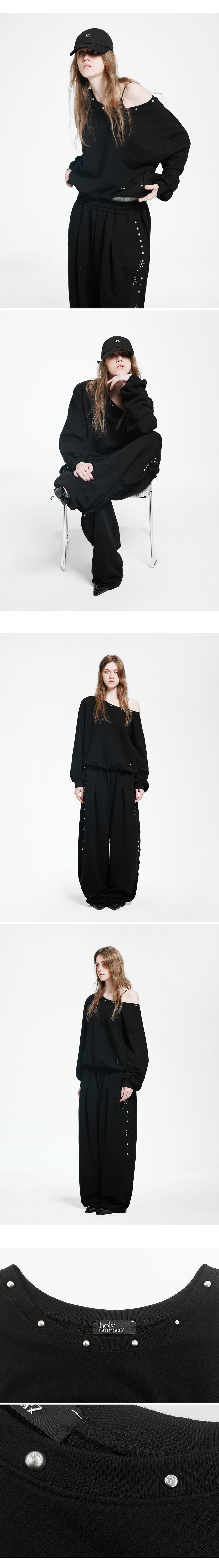 Holy Symbol Off-shoulder Sweatshirt_BLACK — vue 4