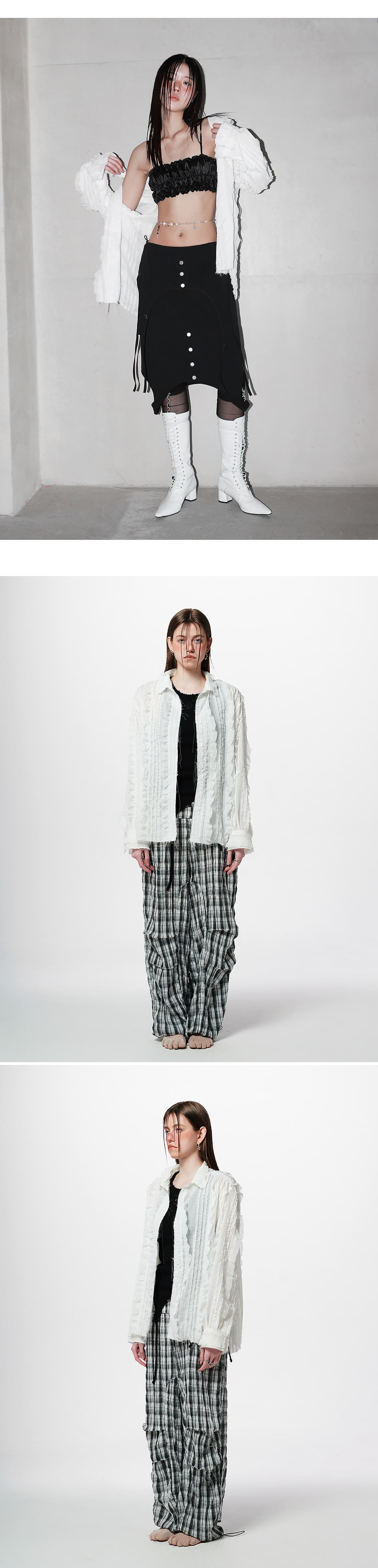 Raw Edge Detail Ruffle Shirt _ White — vue 7