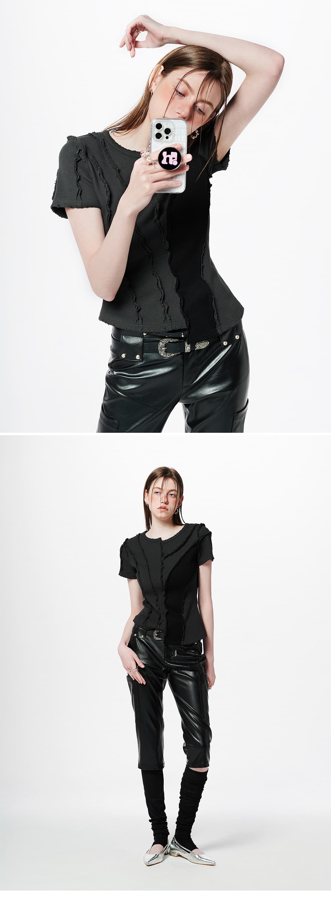 Asymmetric Layered Wave Cut T-Shirt — vue 4