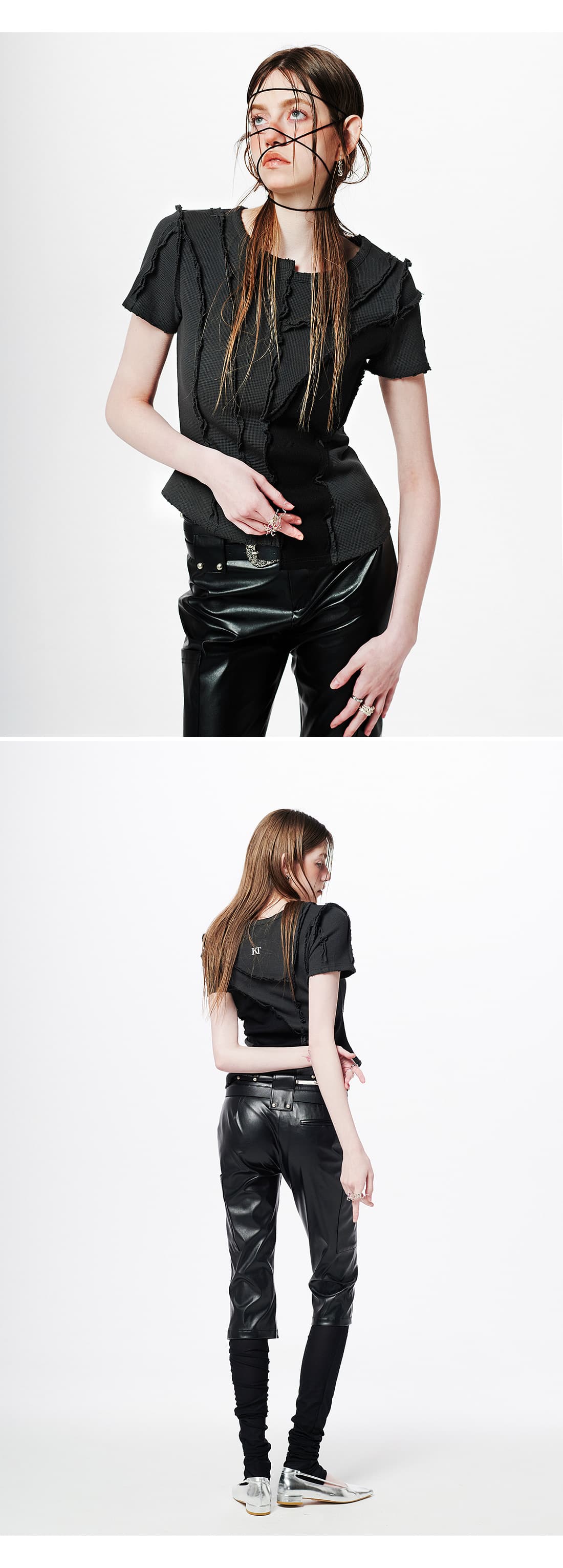 Asymmetric Layered Wave Cut T-Shirt — vue 5