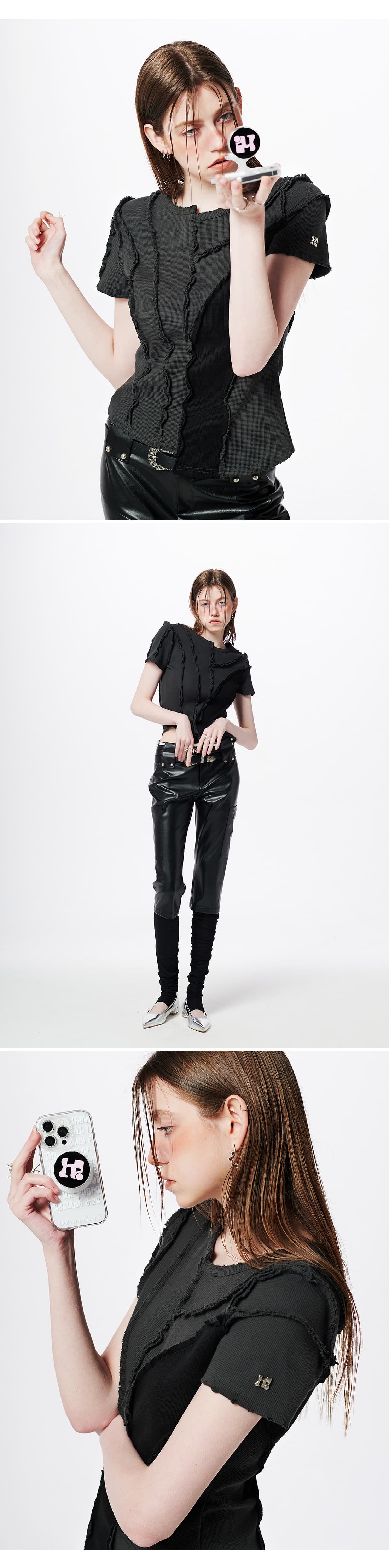 Asymmetric Layered Wave Cut T-Shirt — vue 6