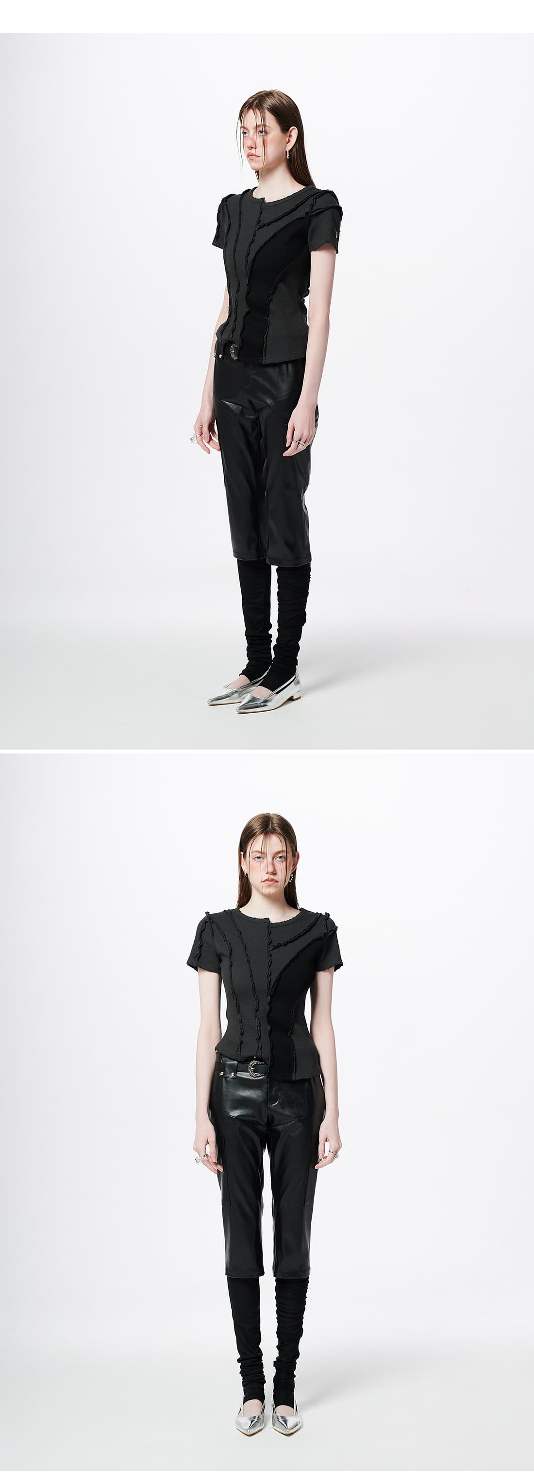 Asymmetric Layered Wave Cut T-Shirt — vue 7