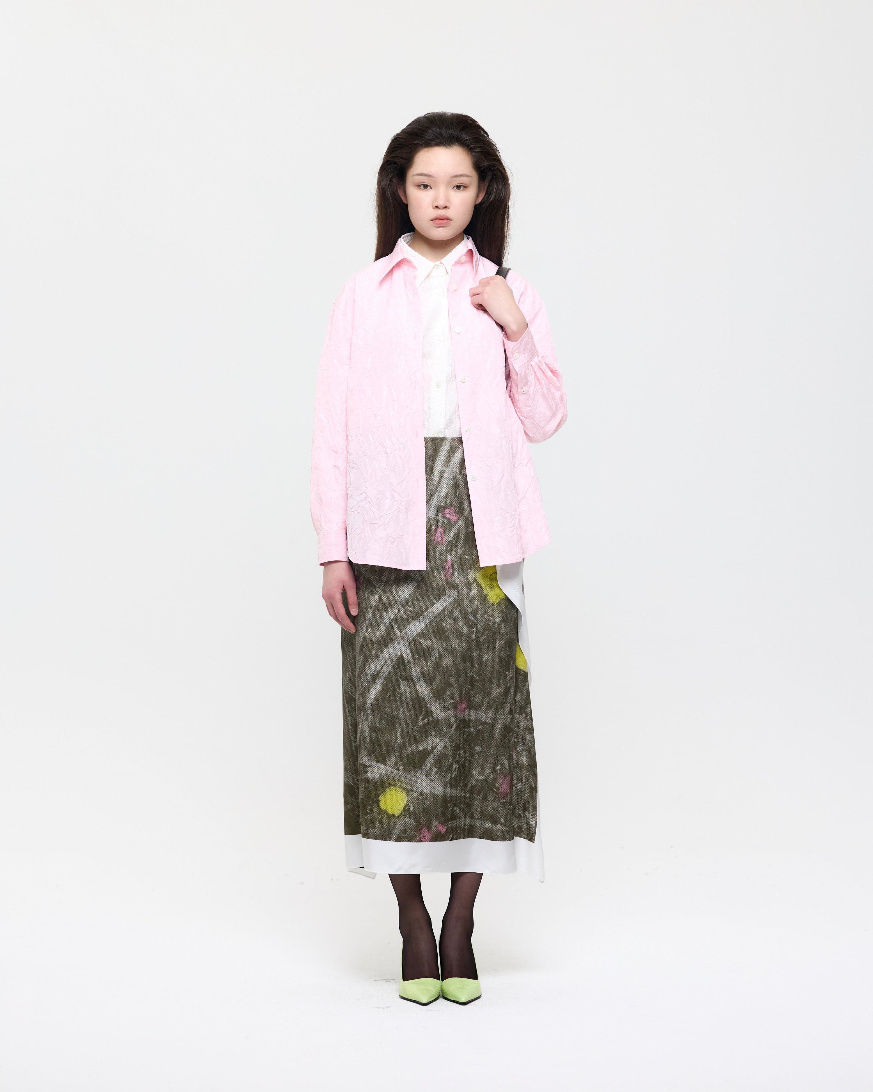 Pink Creased Silk Taffeta Shirt — vue 2