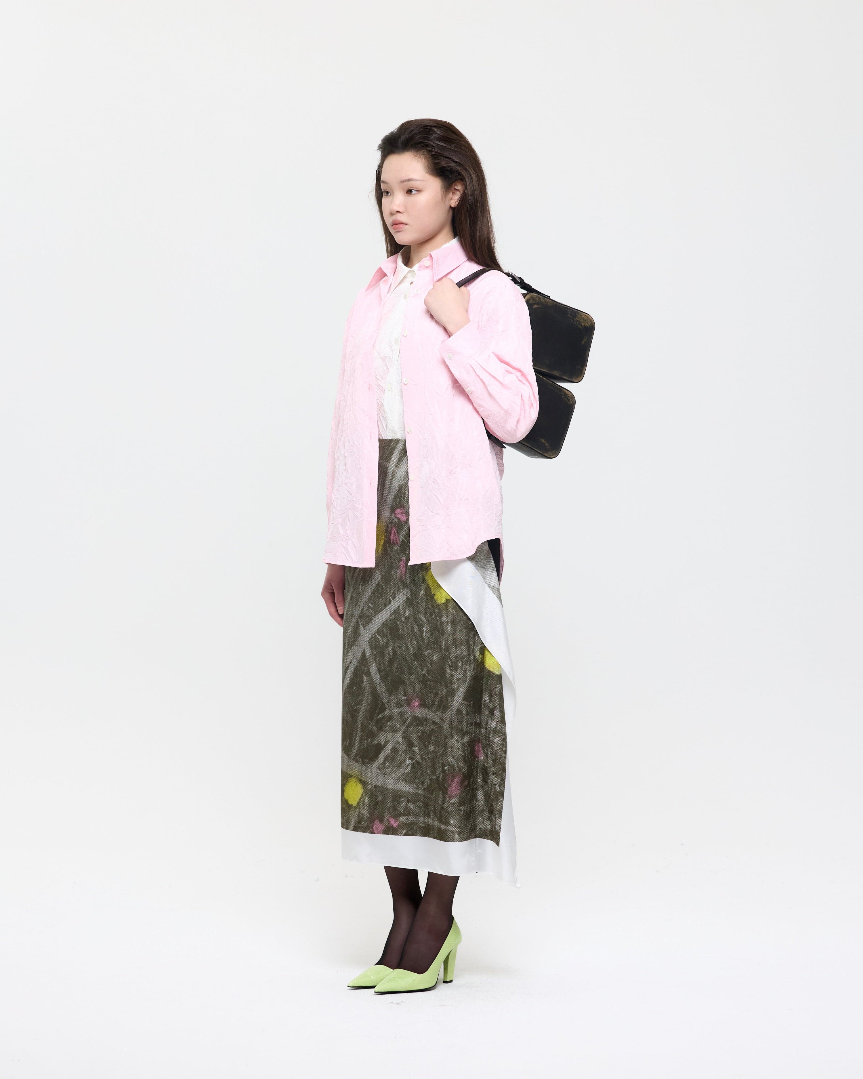Pink Creased Silk Taffeta Shirt — vue 3