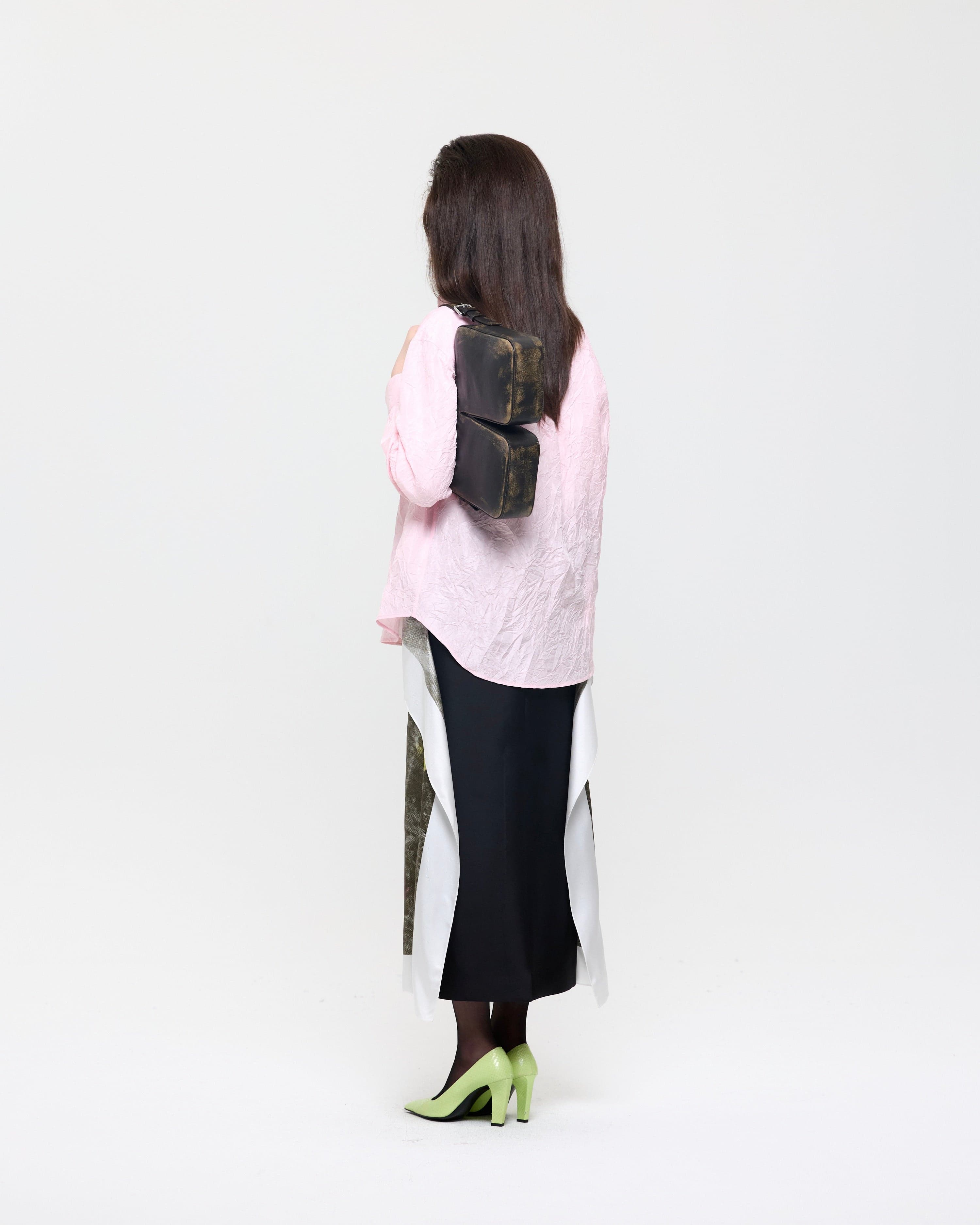 Pink Creased Silk Taffeta Shirt — vue 4