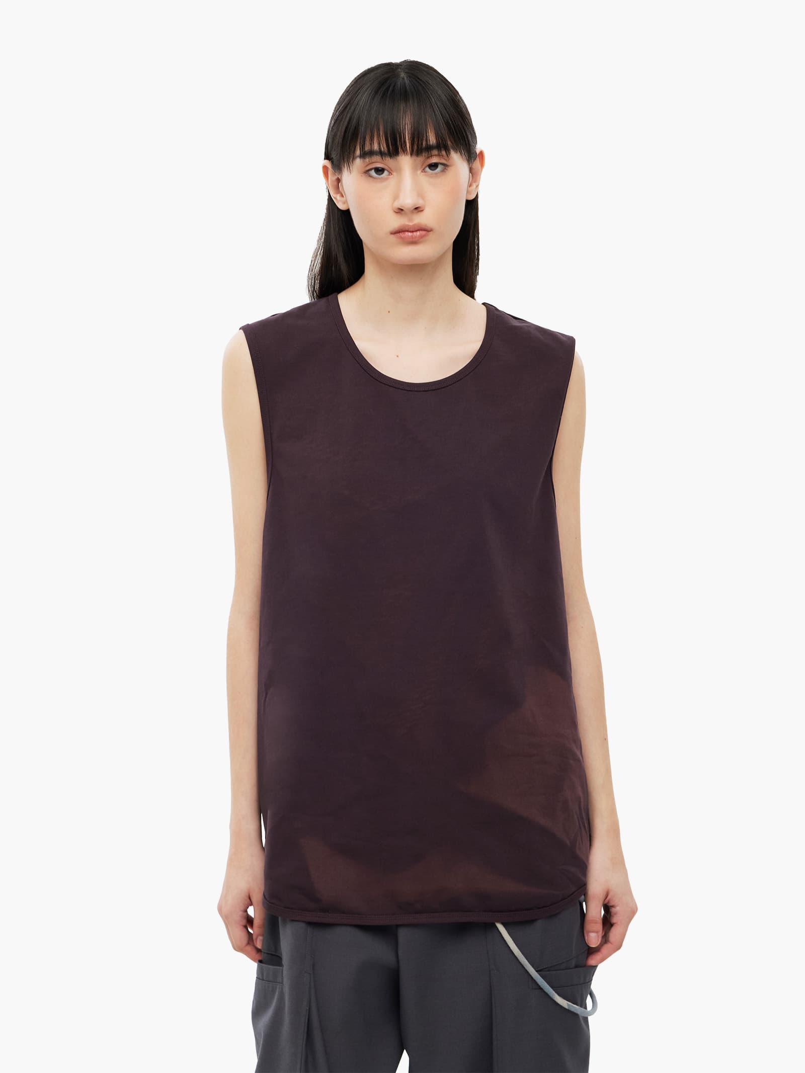 Sun-Bleached Layered Net Hoodie - Burgundy — vue 7