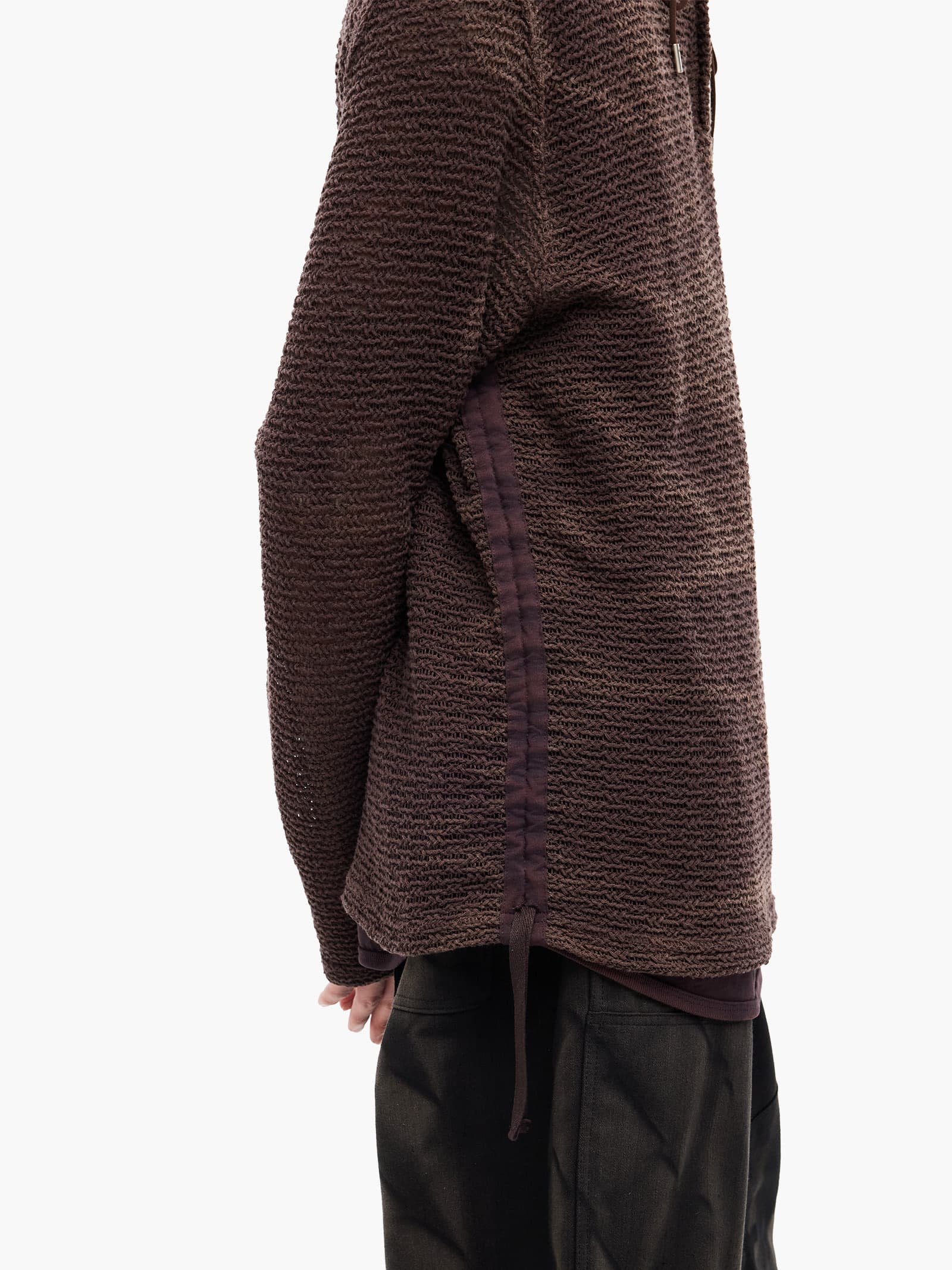 Sun-Bleached Layered Net Hoodie - Burgundy — vue 8