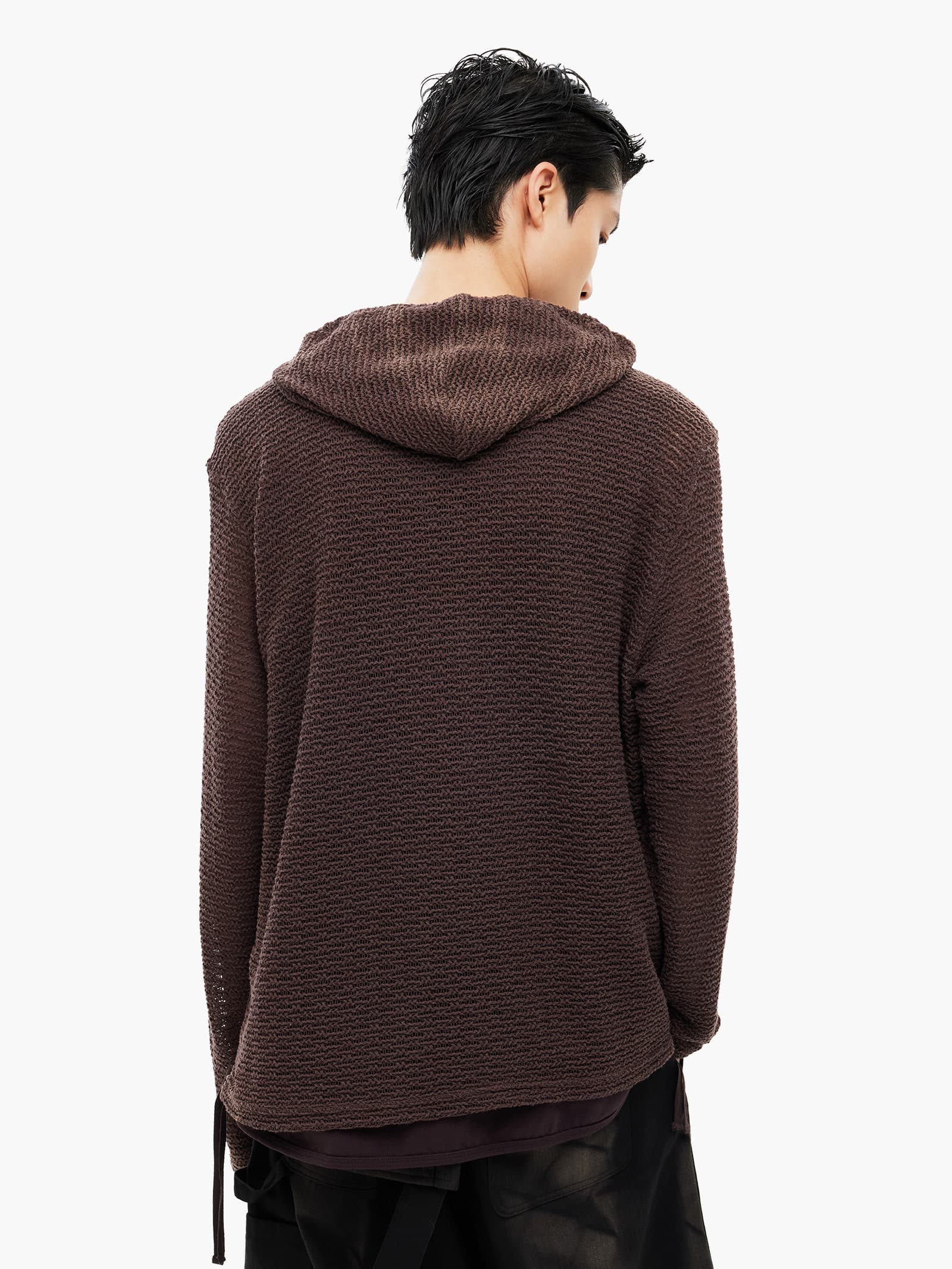 Sun-Bleached Layered Net Hoodie - Burgundy — vue 10
