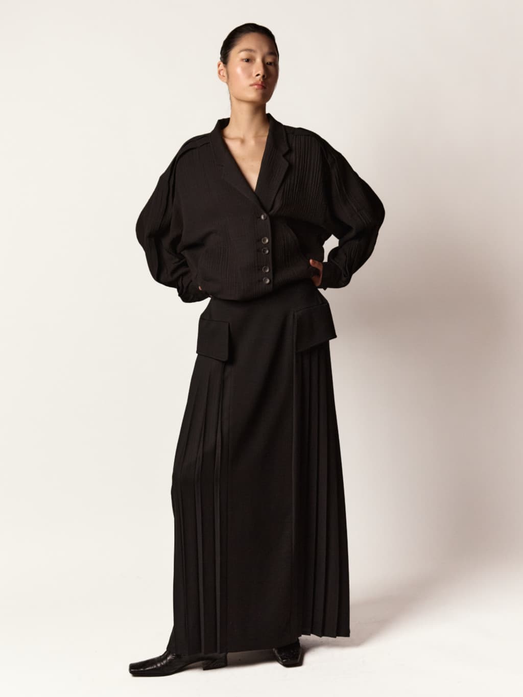 Relaxed Column Jacket - Black — vue 1