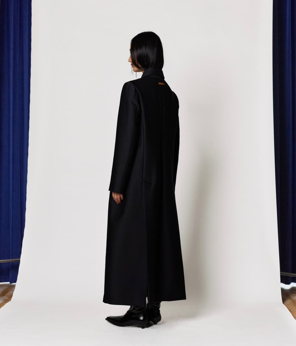Grace Appliqué Maxi Coat - Black — vue 4