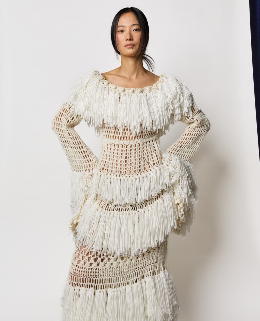 Handcraft Collection - Glene Knit Fringe Maxi Dress — vue 1