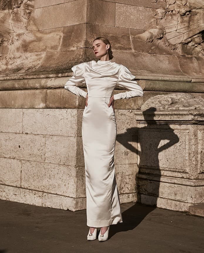 Polyester Dress (White) — KSH12O2D021 — vue 3