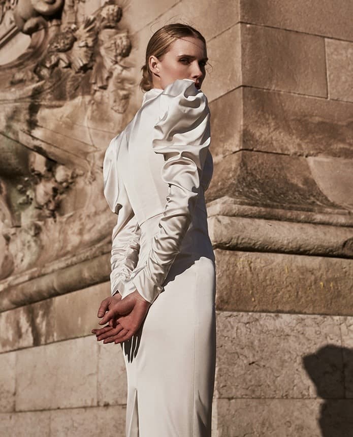 Polyester Dress (White) — KSH12O2D021 — vue 4